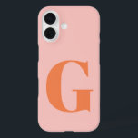 Coque Pour iPhone 16 Personnalisé Simple Bold Monogramme rose et orange<br><div class="desc">Personnalisé Simple Bold Monogram Pastel Rose et Orange Coque-Mate coque iphone</div>
