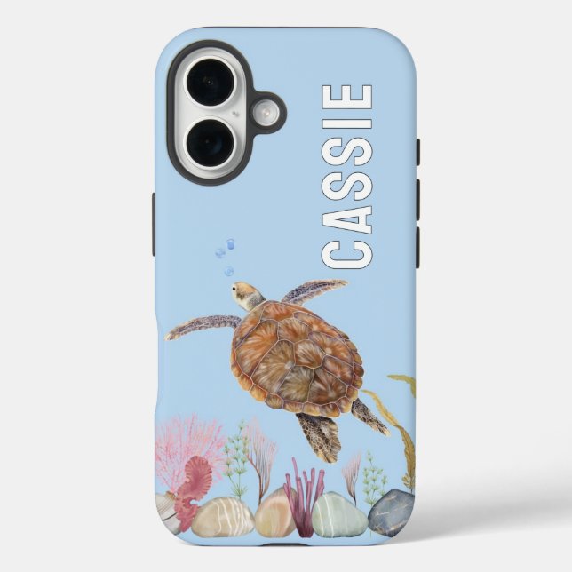 Coques Case-Mate iPhone Personnalisé Sous La Tortue Bleue (Verso)