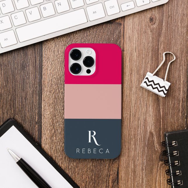 Coques Case-Mate iPhone Personnalisé Trois Couleurs Bloc rose pâle Raspber (Créateur téléchargé)