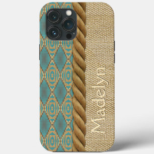 iPhone 13 Pro Max Case Personnalisé Turquoise Turquoise Brown Mosaic Moti