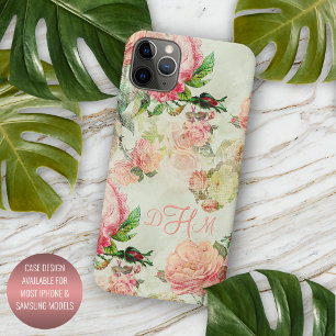 Coque Case-Mate iPhone Personnalisé Vintage Dusty Rose Floral Rose Motif