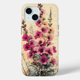 Coque Case-Mate iPhone Personnalisé Vintage Shabby Chic Fleur sauvage ros