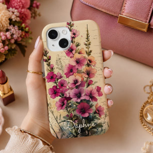 Coque Case-Mate iPhone Personnalisé Vintage Shabby Chic Fleur sauvage ros