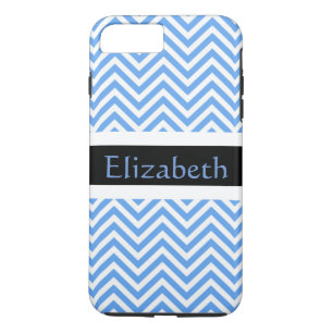 Coque iPhone 7 Plus Personnalisé Zigzag Chevron Motif Bleu & Blanc