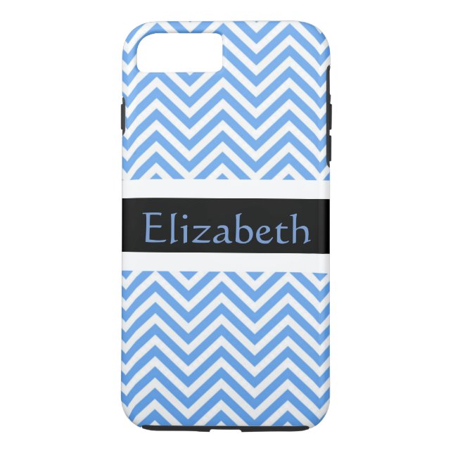 Coques Case-Mate iPhone Personnalisé Zigzag Chevron Motif Bleu & Blanc (Dos)