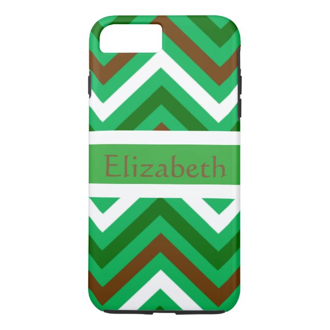 Coques Case-Mate iPhone Personnalisé Zigzag Chevron Motif Vert & Blanc (Dos)