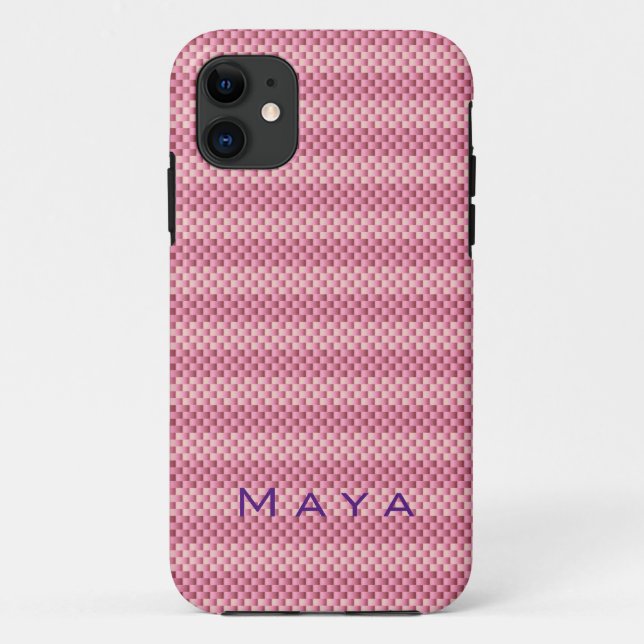 Coques Case-Mate iPhone Personnalisée en fibre de carbone rose (Dos)