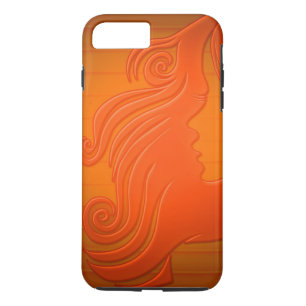 Coque iPhone 8 Plus/7 Plus Personnalisée Orange Gold Femme Face Coiffeuse