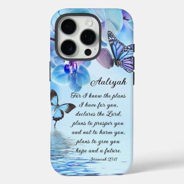 Coques Case-Mate iPhone Personnaliser Jérémie 29:11 Orchidées Papillon Bib (Verso)