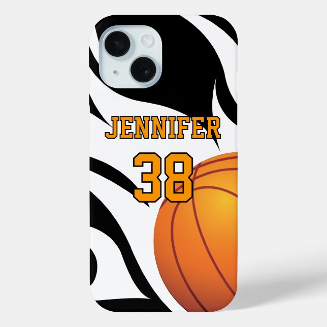 Coques Case-Mate iPhone Personnaliser le basket-ball flamand B/W (Verso)