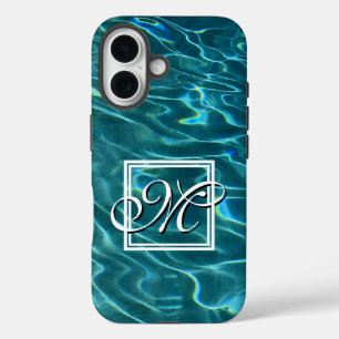 Coque Pour iPhone 16 Personnaliser le monogramme des vagues océaniques