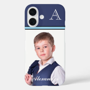 Coque Pour iPhone 16 Personnaliser le monogramme photo moderne personna