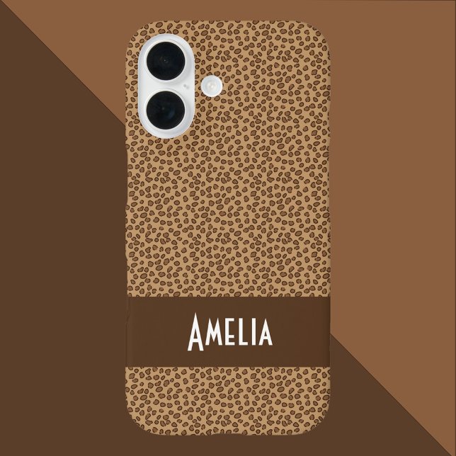 Coques Case-Mate iPhone Personnaliser le Motif Empreinte de léopard (A brown leopard print phone case with a name that you can personalize!)