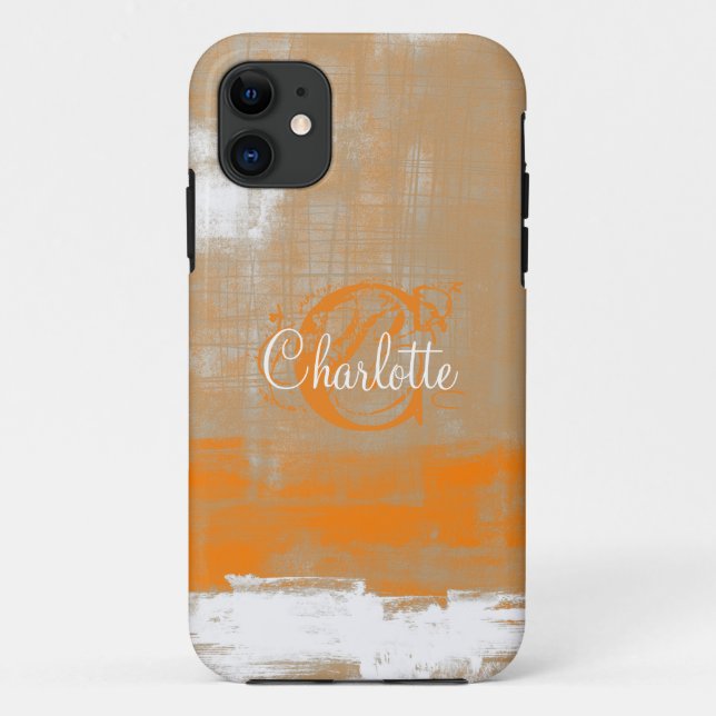 Coques Case-Mate iPhone Personnaliser le style Abstrait orange gris blanc (Dos)
