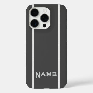 Coque iPhone 16 Pro Personnaliser les bandes Gris+