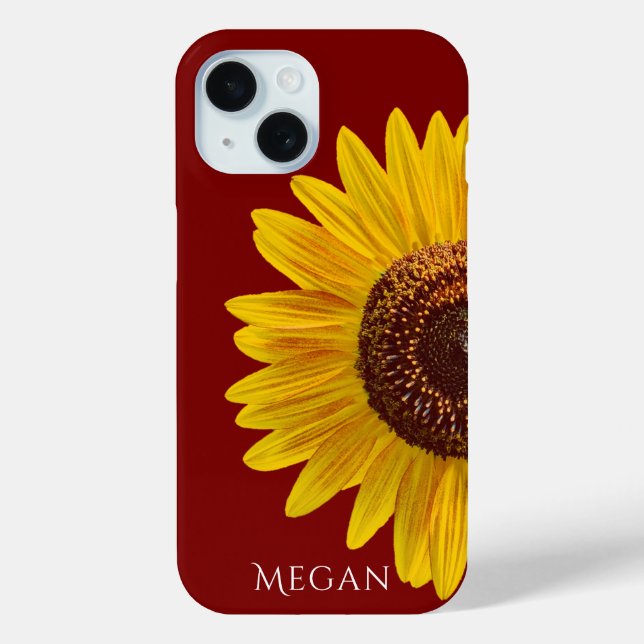 Coques Case-Mate iPhone Personnaliser Nom Marron Rouge Jaune Tournesol  (Verso)