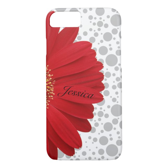 Coques Case-Mate iPhone Personnaliser Polka Dot Red Daisy (Dos)