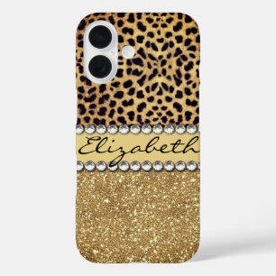 Coque Pour iPhone 16 Personnalisez avec des strass à paillettes dorées
