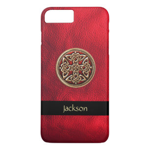 Case-Mate iPhone Case Personnalisez la caisse celtique en cuir rouge de