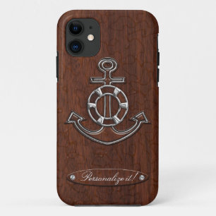 Coque Case-Mate iPhone Personnalisez-le ! Acier Ancre en acajou marin hum