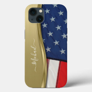 Case-Mate iPhone Case Personnalisez le drapeau américain Faux Gold Metal