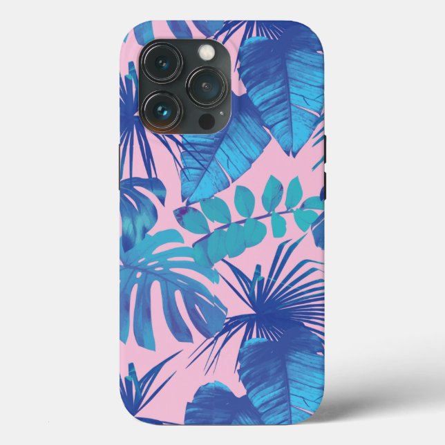 Coques Case-Mate iPhone Personnalité du film tropical rose et bleu (Verso)