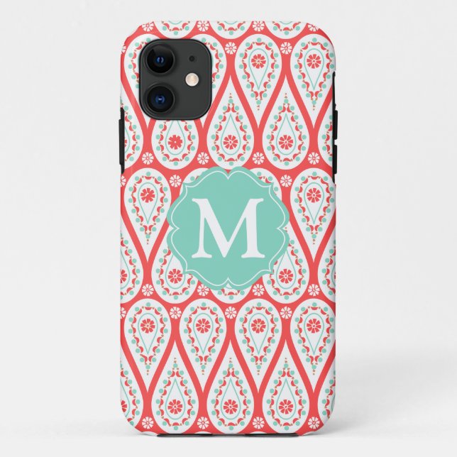 Coques Case-Mate iPhone Personnalized moderne Damask Coral Paisley (Dos)