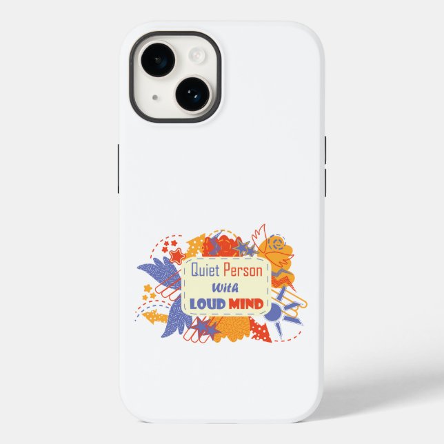 Coques Case-Mate iPhone Personne calme avec esprit bruyant bleu jaune (Verso)