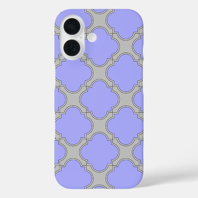 Coques Case-Mate iPhone Pervenche quatrefeuille et gris (Verso)