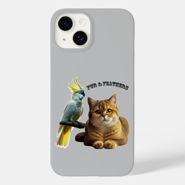 Coques Case-Mate iPhone Pet Lover British Shorthair Cat & Cockatoo Bird (Verso)