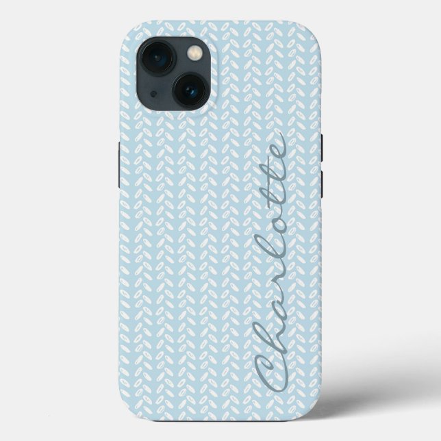 Coques Case-Mate iPhone Pétales bleu clair Motif Knit (Verso)
