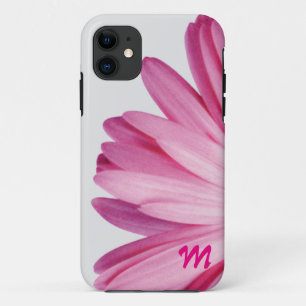 Coque iPhone 11 Pétales de marguerite rose monogramme - Super mign
