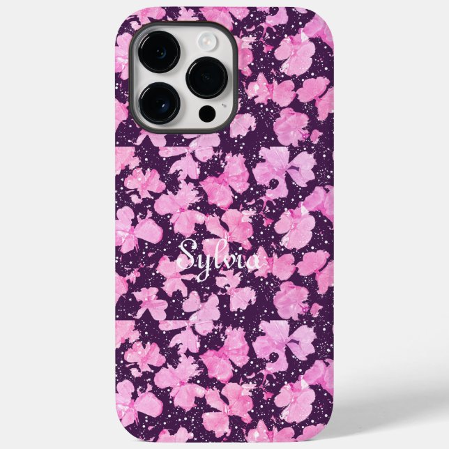 Coques Case-Mate iPhone Pétales de peinture rose acrylique (Verso)