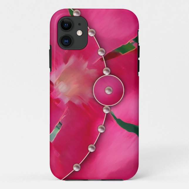 Coques Case-Mate iPhone Pétales et perles roses (Dos)