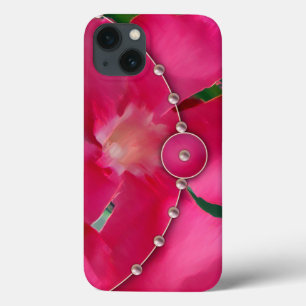iPhone 13 Case Pétales et perles roses