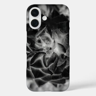 Coque Pour iPhone 16 Pétales noir et blanc