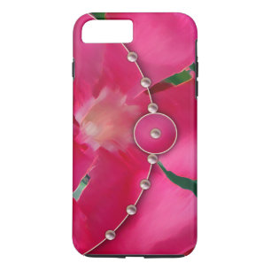 Coque iPhone 8 Plus/7 Plus Pétales roses et perles