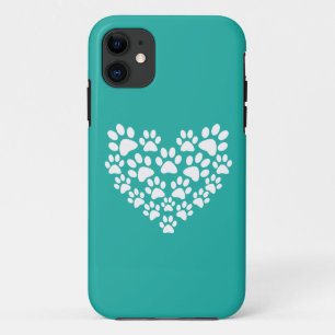 Coques Pour iPhone Petit animal simple Turquoise Turquoise Coeur Empr
