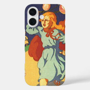 Coque Pour iPhone 16 Petit Chaperon Rouge Vintage, Chien et Ballons