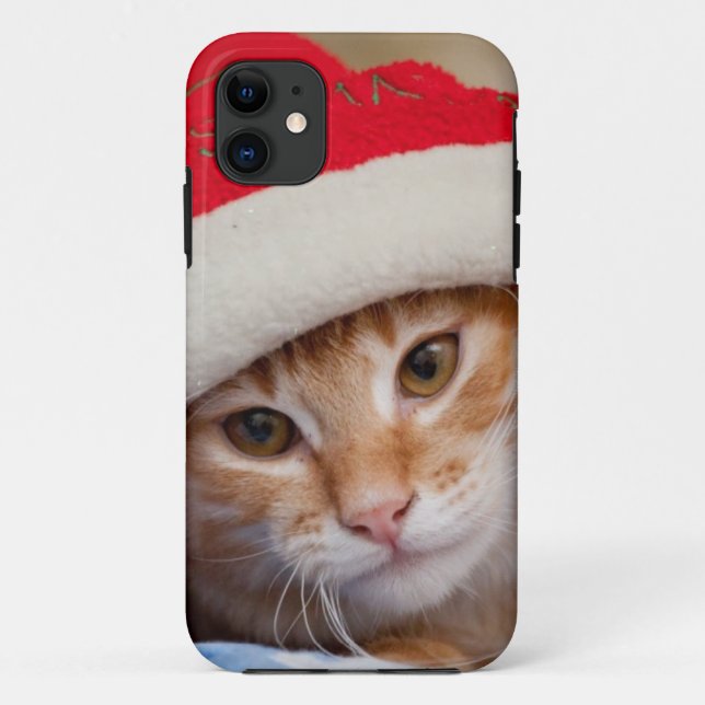 Coques Case-Mate iPhone Petit chaton dans le casquette rouge de Noël (Dos)