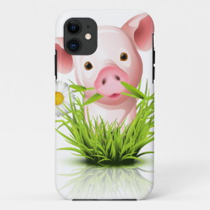 Coque Case-Mate iPhone Petit cochon rose dans l'herbe