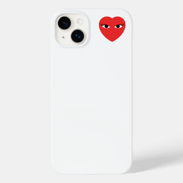 Coques Case-Mate iPhone Petit Coeur rouge mignon avec les yeux sur blanc (Verso)