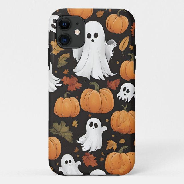 Coques Case-Mate iPhone Petit Fantôme Et Citrouilles (Dos)