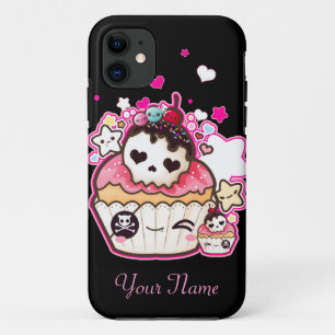 Coque iPhone 11 Petit gâteau de crâne de Kawaii avec des étoile