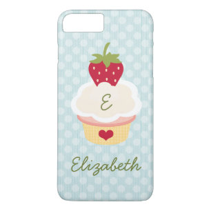 Coque iPhone 8 Plus/7 Plus Petit gâteau décoré d'un monogramme bleu de fra