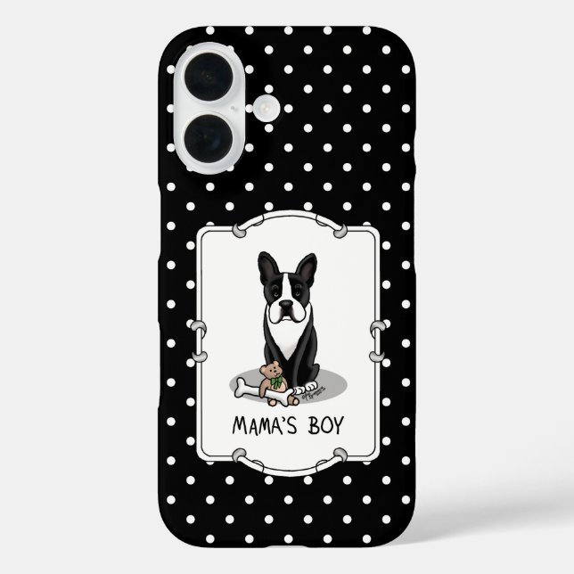Coques Case-Mate iPhone Petit Mama's Boy Boston Terrier (noir) (Verso)