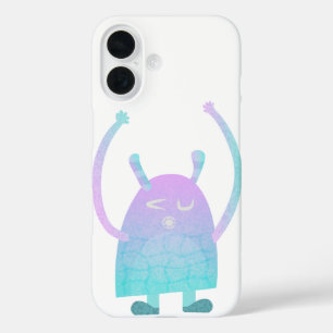 Coque Pour iPhone 16 Petit Monstre Bleu Mignon
