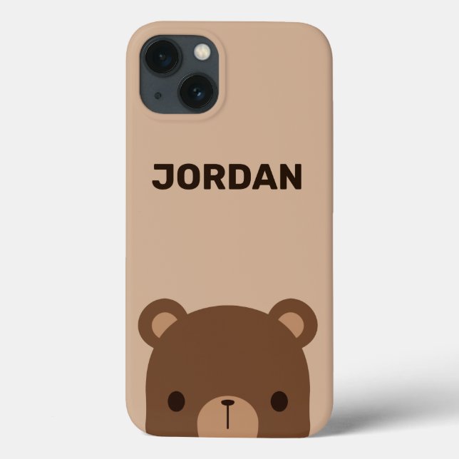 Coques Case-Mate iPhone Petit ours Brown mignon avec nom personnalisé (Verso)