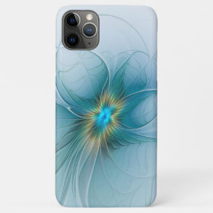 Case-Mate iPhone Case Petite Beauté Moderne Bleu Or Fractal Art Flower