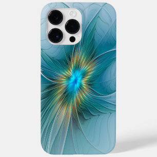 Coque Case-Mate iPhone Petite Beauté Moderne Fleur d'Art Fractal Bleu Or